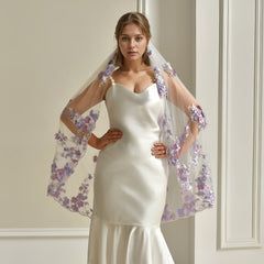 Graceful Finger Length Bridal Veil with Comb Soft Tulle Wedding Lace Veil