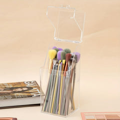 Acrylic Makeup Brush Holder With Lid Cover