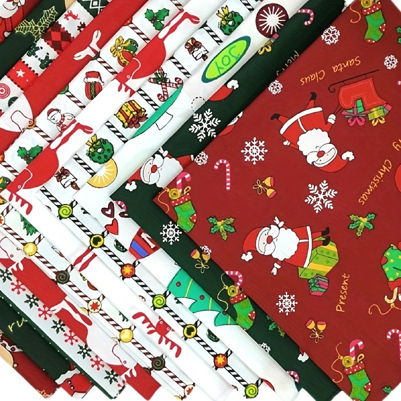 12pcs Cotton Christmas Cloth Set DIY Patchwork Pure Cotton Christmas Deco
