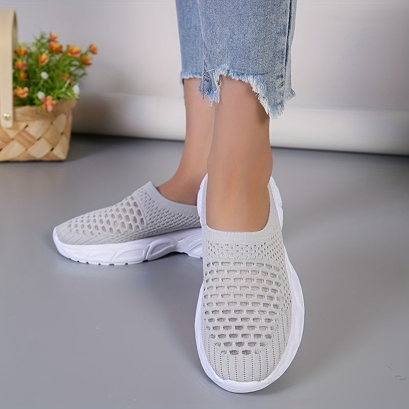 Women's Comfy Sock Sneakers Breathable Slip On Mules Casual Flat Shoes