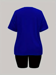 Letter Print 2pc Set Casual T-shirt & High Waist Shorts Outfits