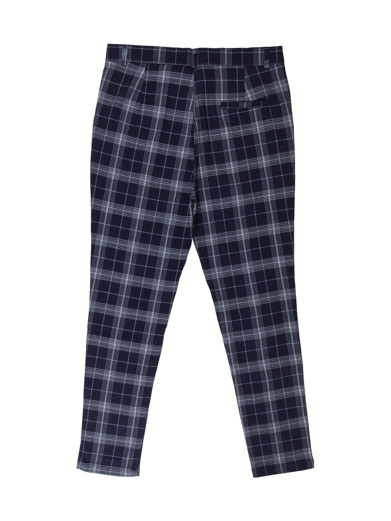 Slim Fit Plaid Slacks Men s Casual Vintage Style Slightly Stretch Dress Pants