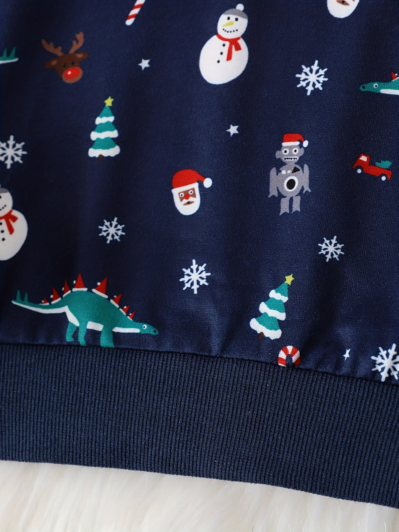 Dinosaur Santa Pattern Kid's Sweatshirt Long Sleeve Top Crew Neck Pullover
