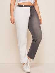 Colorblock High Rise Jeans Plus Size