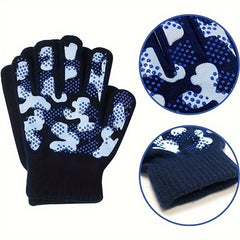 Knitted Full Finger Non-slip Winter Gloves for Boys/Girls