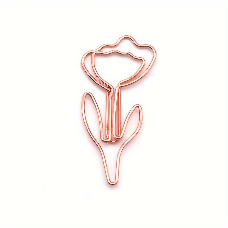 100pcs Flower Paper Clip Special Shaped Creative Pin Cartoon Paper Clip