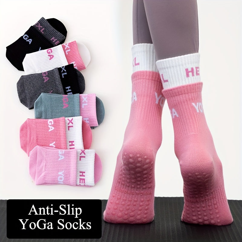 Sporty Yoga Socks Non Slip Sweat Absorption Casual Mid Calf Socks
