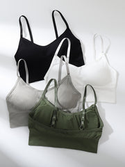 4pcs Ribbed Cami Tops Sleeveless Padded Women's Lingerie