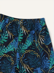 Boys Teen Casual Pocket Patched T shirt & Leaf Shorts Set for Summer