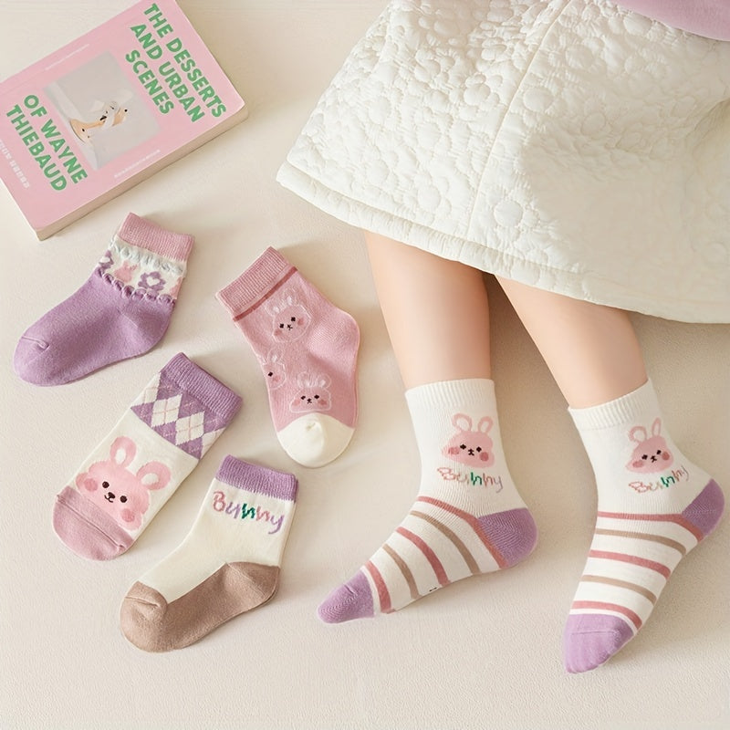 5pairs Baby Girls Cartoon Socks Spring Autumn