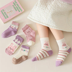 5pairs Baby Girls Cartoon Socks Spring Autumn
