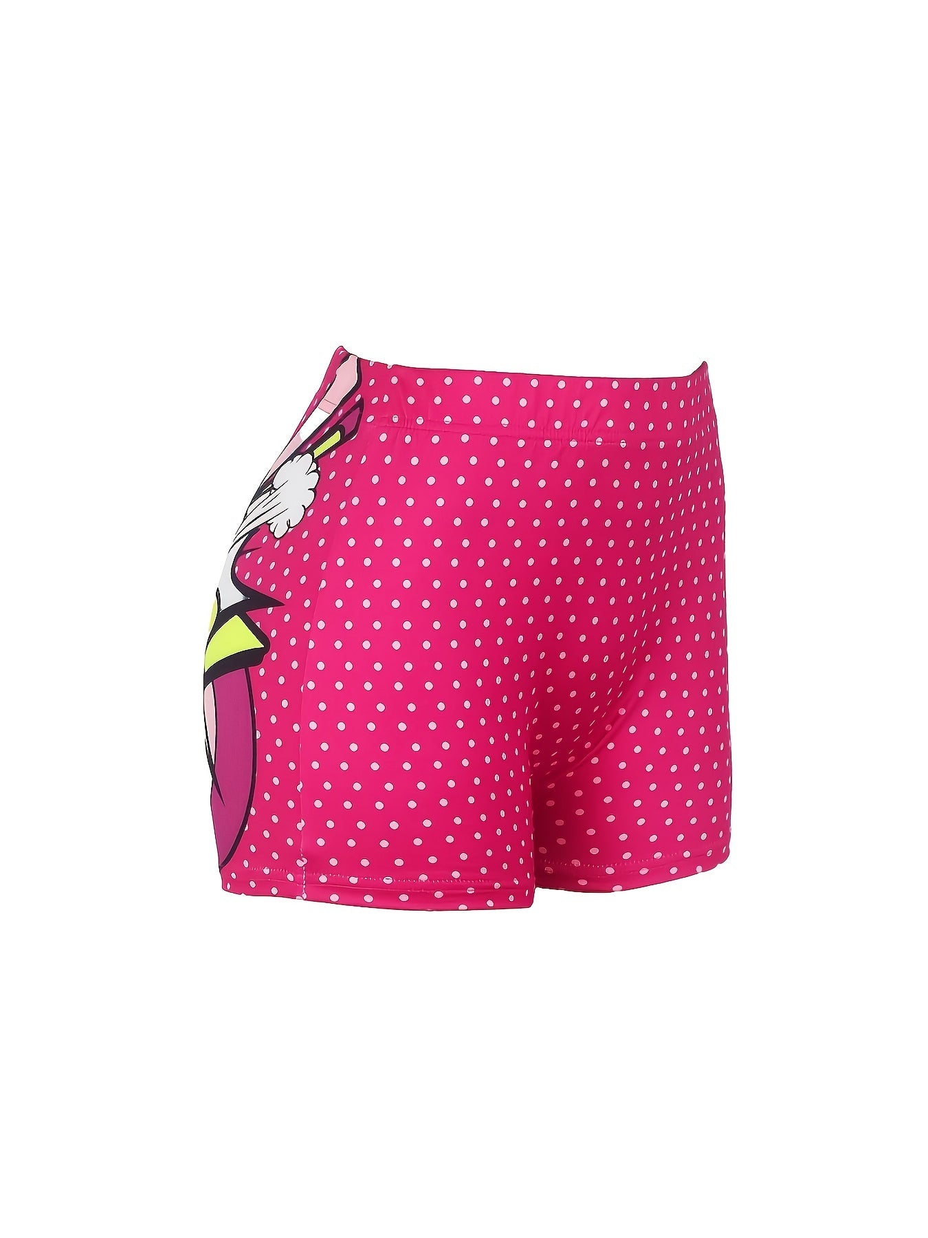 Plus Dot & Pop Art Print Elastic High Rise Skinny Shorts