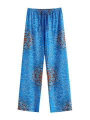 Crocodile Print V Neck 2 Piece Beachwear Knot Front Kaftan & Bottoms