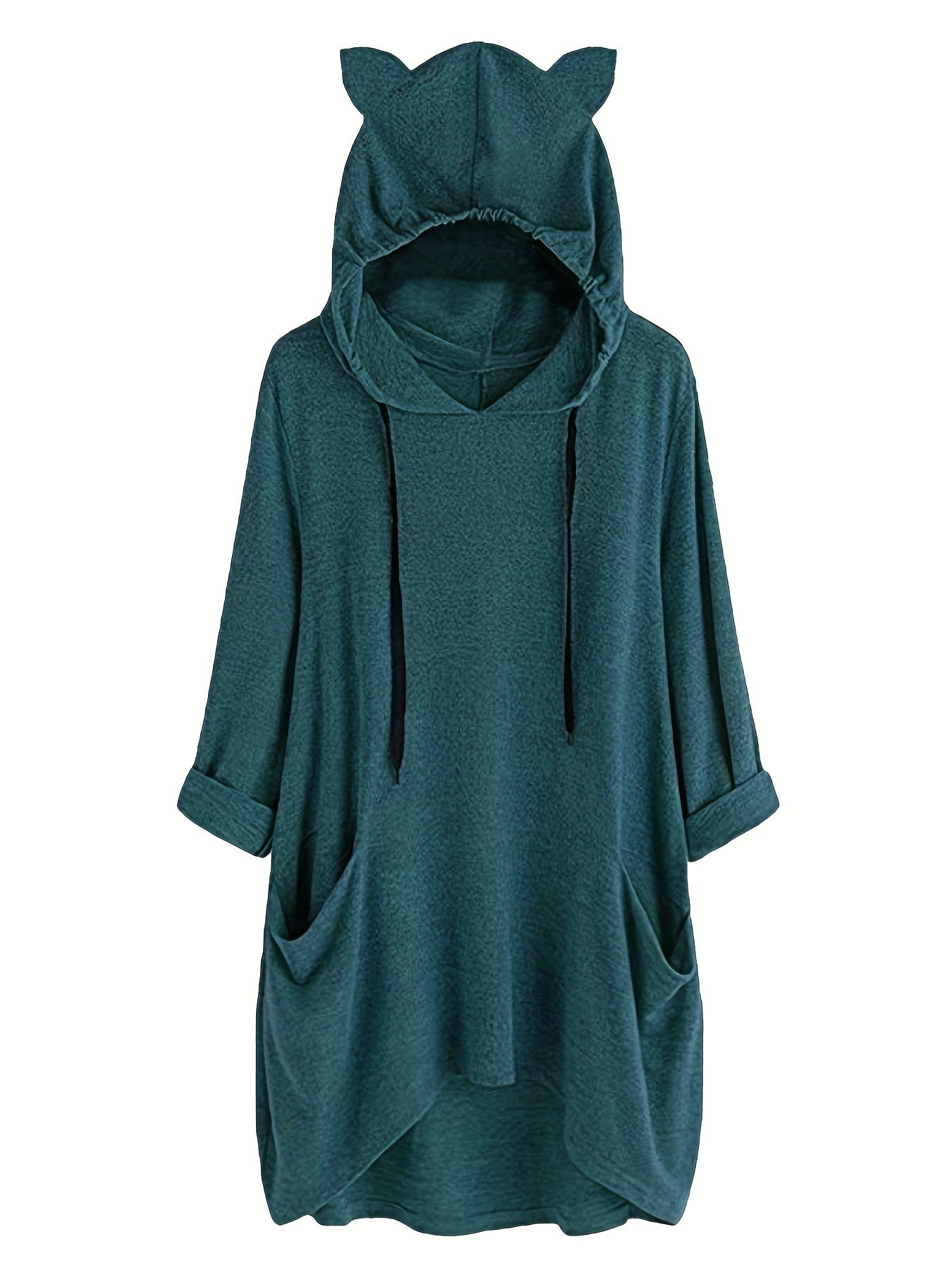 Patched Pocket Drawstring Hoodie Long Sleeve Sweatshirt