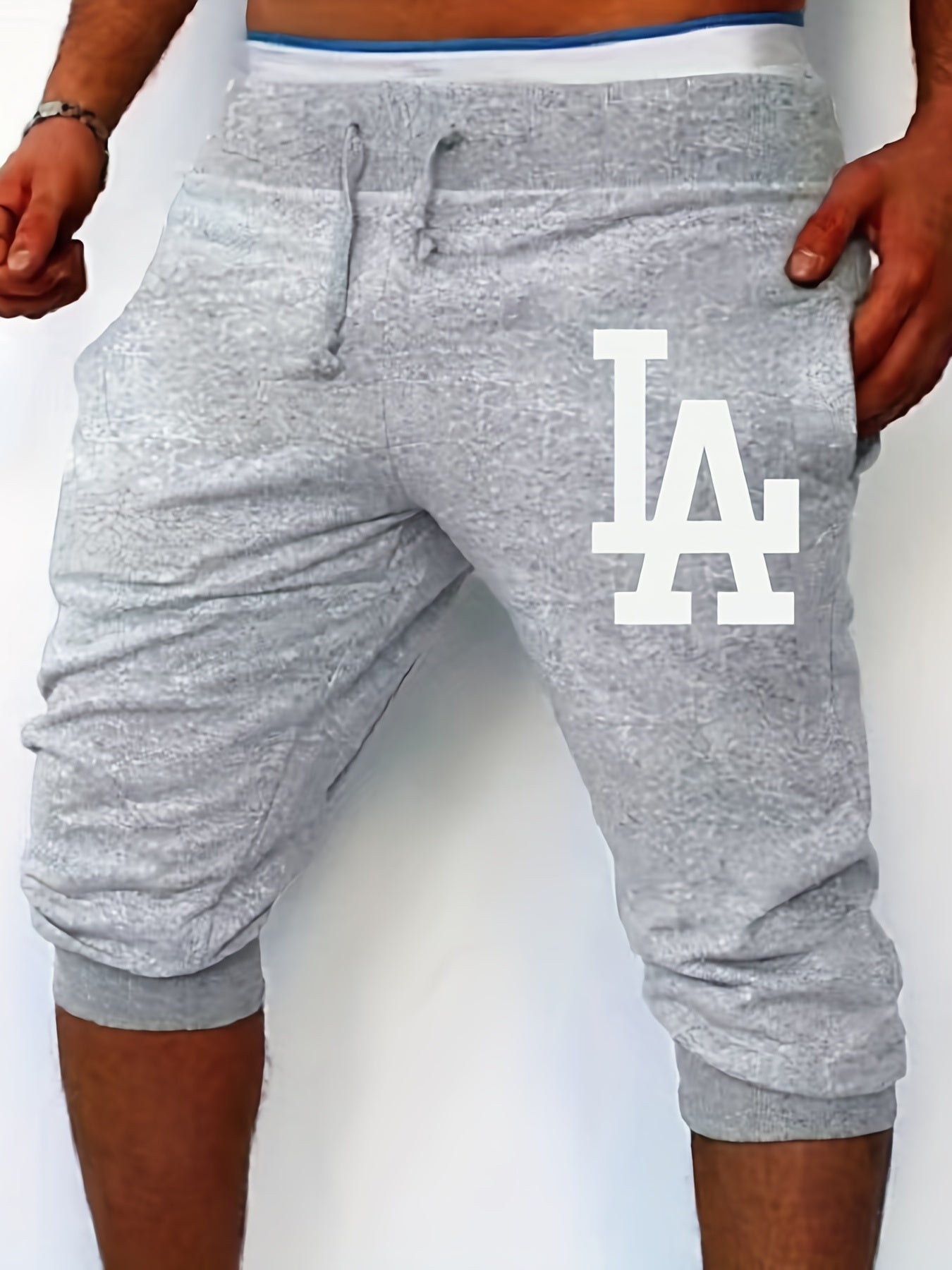 LA Pattern Print Comfy Shorts Men's Casual Elastic Waist Drawstring Shorts