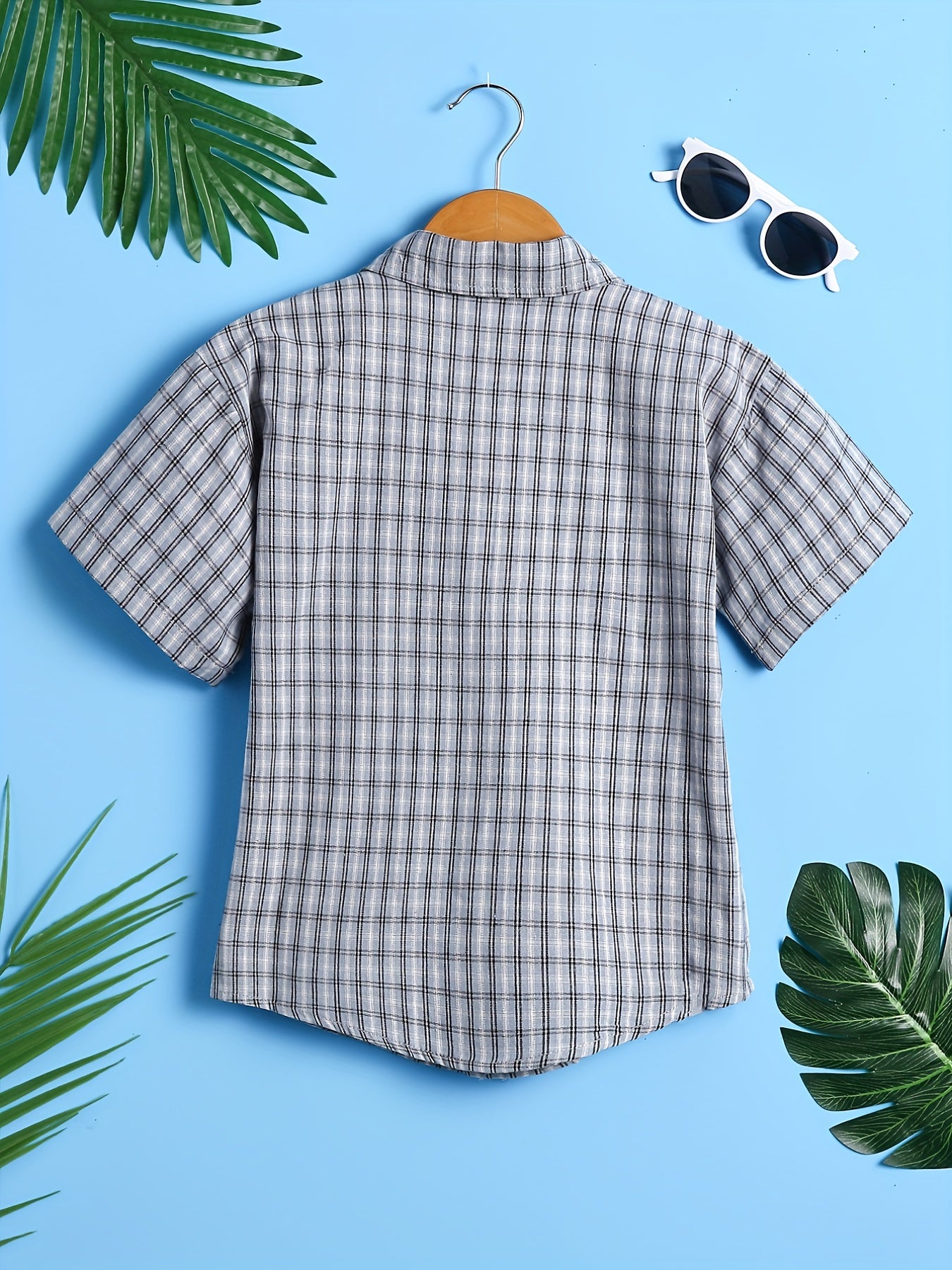 Toddler Boys Plaid Button Short Sleeve Shirt Kids Summer Clothes
