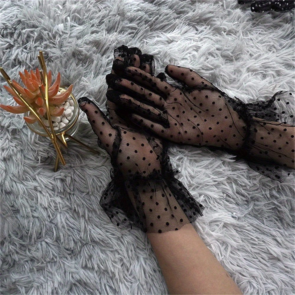 Transparent Dot Mesh Gloves Sunscreen Lace Gloves