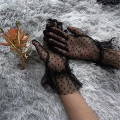 Transparent Dot Mesh Gloves Sunscreen Lace Gloves