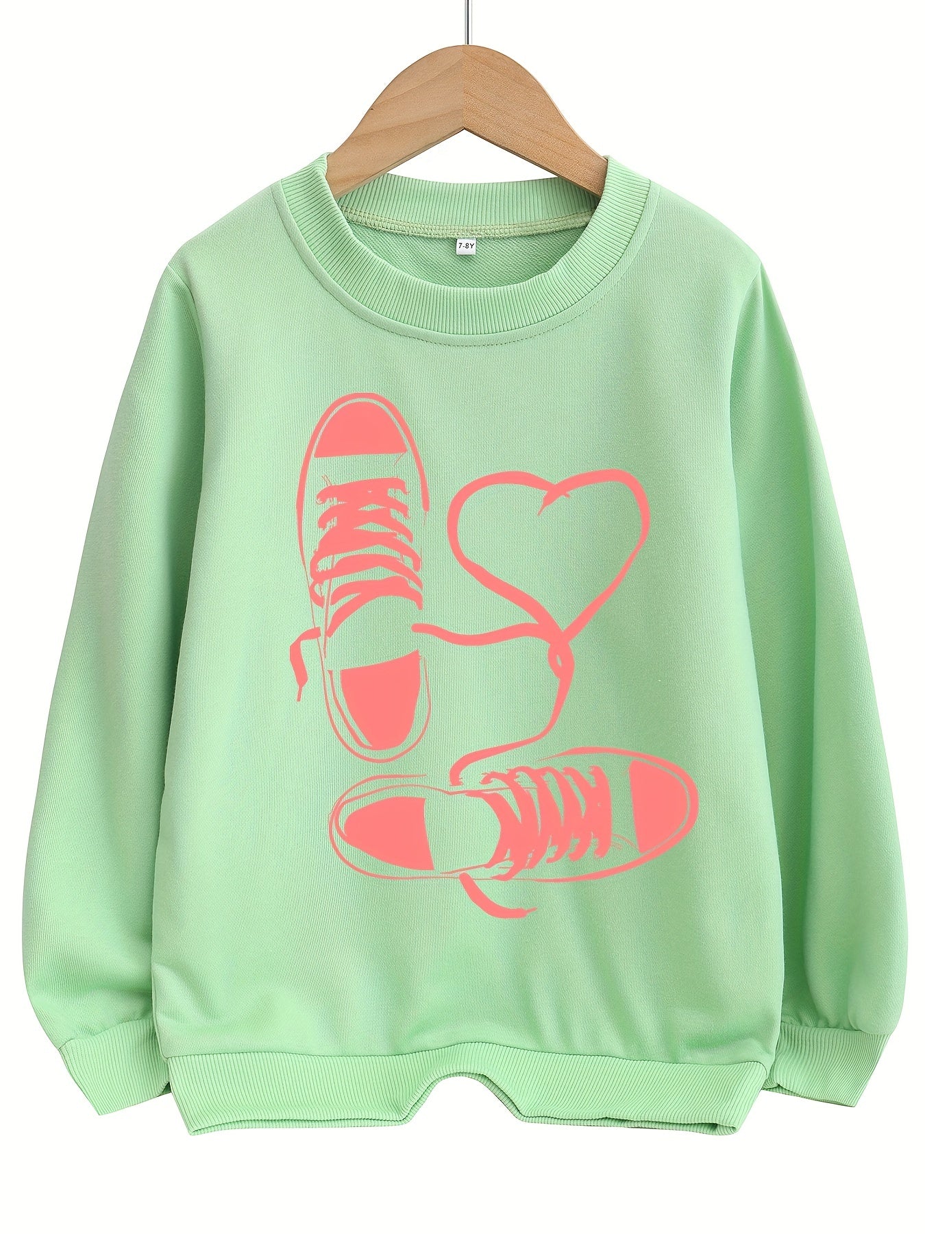 Girls Colorful Shoes Print Sweatshirt Pullover Top