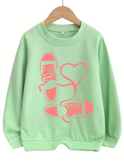 Girls Colorful Shoes Print Sweatshirt Pullover Top