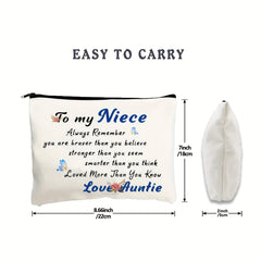 Gift For Niece Girl Cosmetic Bag You Are Braver Than You Think Love Auntie