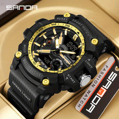 SANDA Waterproof Mens Watch Boys Watch Multifunctional Glow Diving Watch