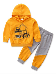 Boys Car Print Hoodie & Pants Set