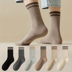 Men's Crew Socks Anti Odor Sweat Absorbing Cotton Striped Socks