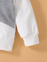 Baby Boy Long Sleeve Round Neck Grey Patchwork Pants Set