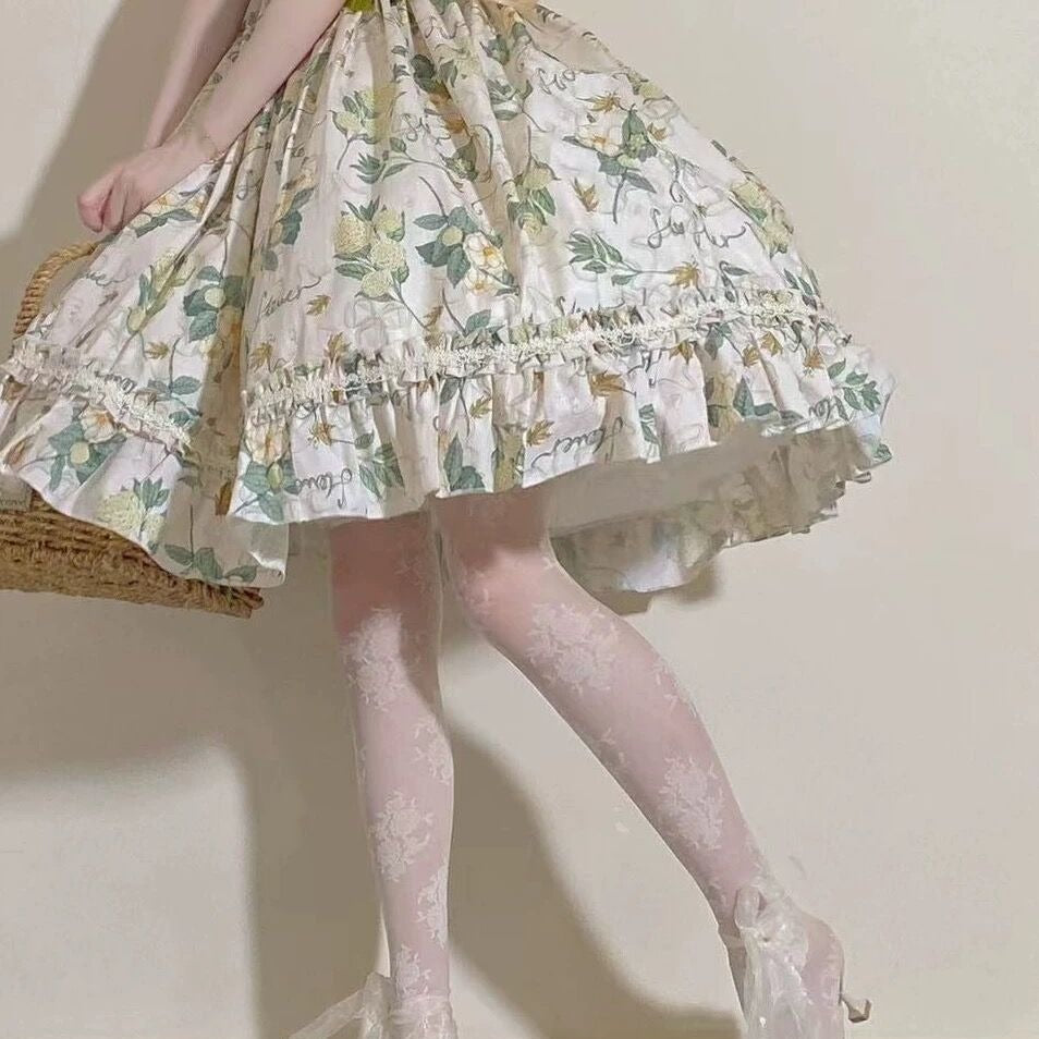 Rose Pattern Lace Retro Print Pantyhose Stockings