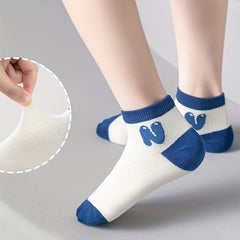 5pcs Boys Kids Cotton Breathable Striped Ankle Socks For Spring