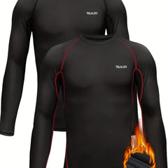 TELALEO Youth Warm Compression Shirt Long Sleeve Fleece Lined