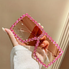 Oversized Square Sunglasses Women Rhinestone UV400 Sun Shades