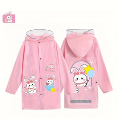 Bunny Graphic PVC Long Sleeve Raincoat For Kids