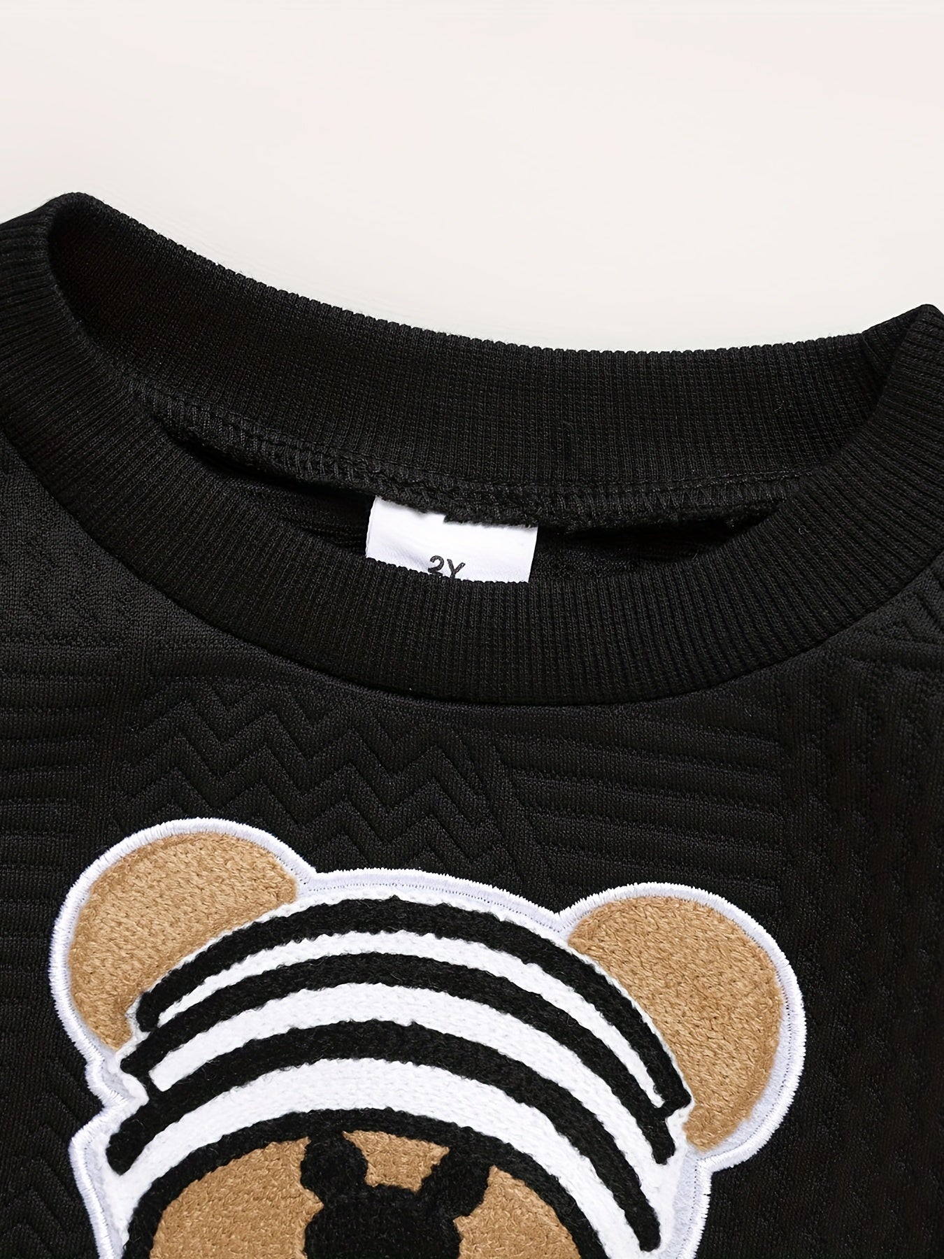 Boys Bear Print Knit Pants Suit for Spring and Autumn