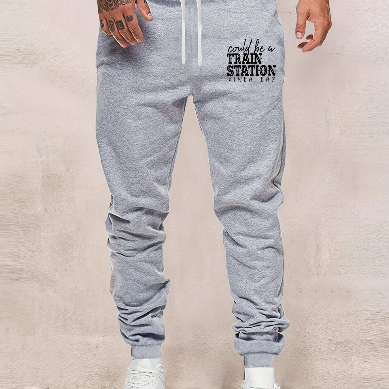 Print Men s Drawstring Sweatpants Pocket Casual Comfy Jogger Pants