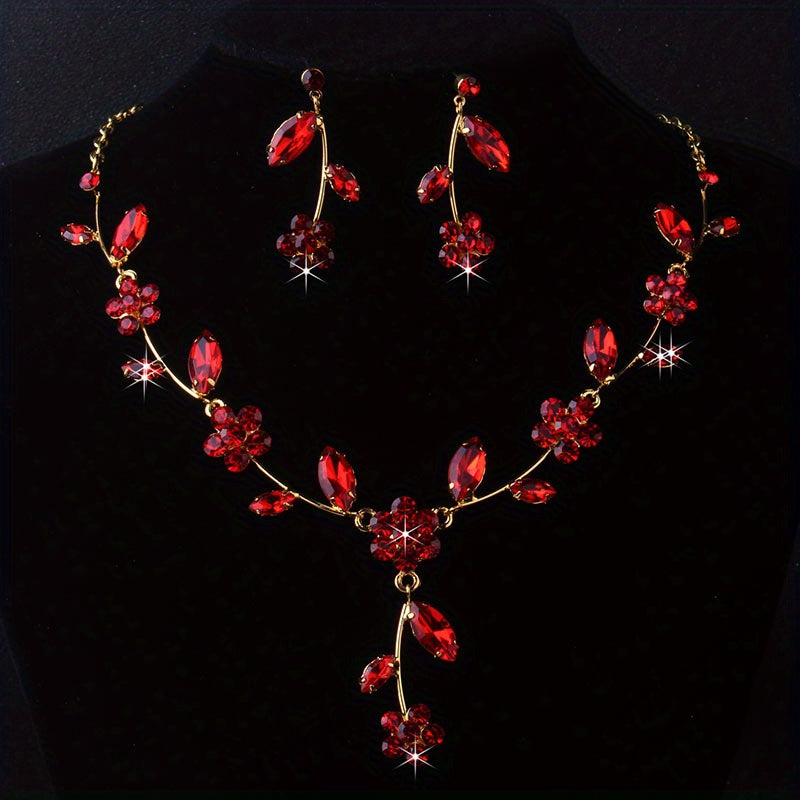 Red Bridal Jewelry Set for Weddings & Performances