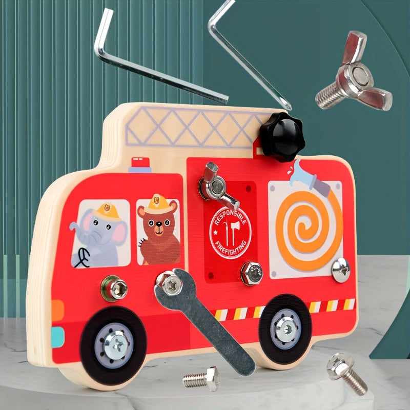 Wooden Screwdriver Fire Truck Toy