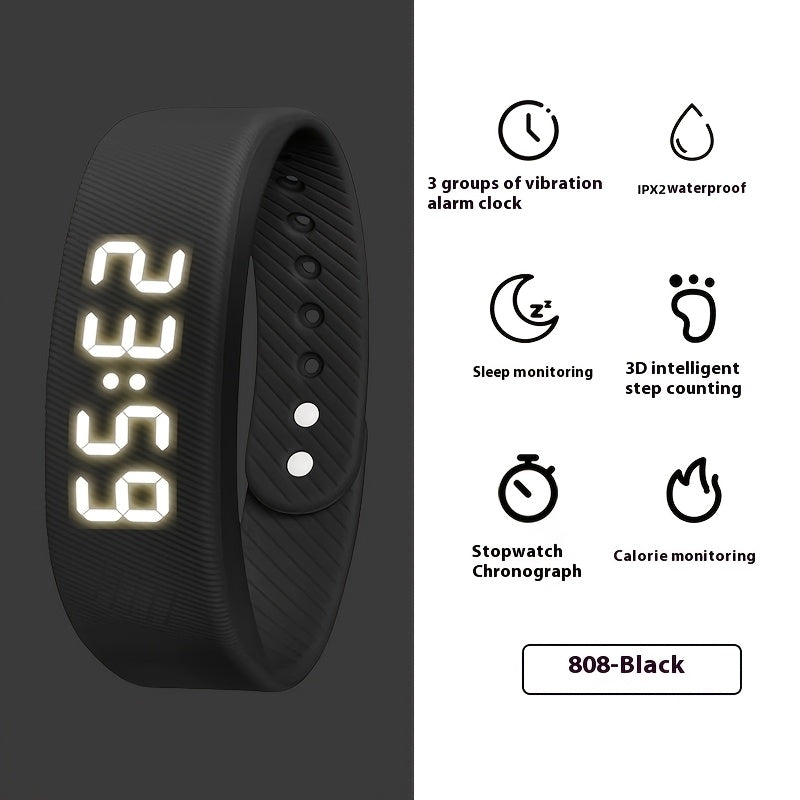 Outdoor Sport Electronic Watch USB Direct Plug-In Silicone Strap Alarm Vibration