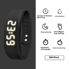 Outdoor Sport Electronic Watch USB Direct Plug-In Silicone Strap Alarm Vibration