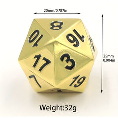 1pc 20 Side Metal Dice Golden Polyhedral Dice Role Playing Bar Party Board Game