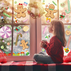 Christmas Glass Stickers Candy Man Candy Stick Static Stickers