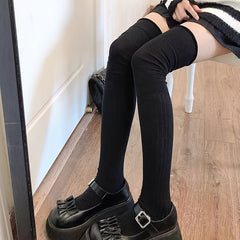 Women's Solid Thigh High Socks Over The Knee Stockings