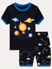 Boys Planets Pajamas Set Short Sleeves Tops & Bottoms