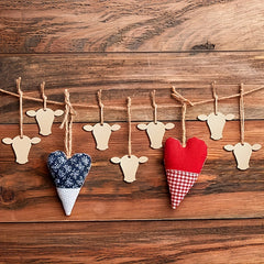 10pcs Cow Head Wooden Blanks Hanging Sign 3" Wide