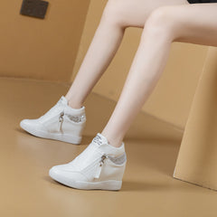Women's Rhinestone High Top Wedge Sneakers Platform Shoes
