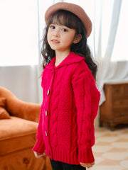Girls' Thick Button Up Sweater Cardigan Knitwear for Fall Winter Christmas
