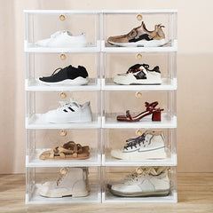Plastic Shoe Rack Box Stackable Shoe Storage Box Entryway Hallway Bedroom