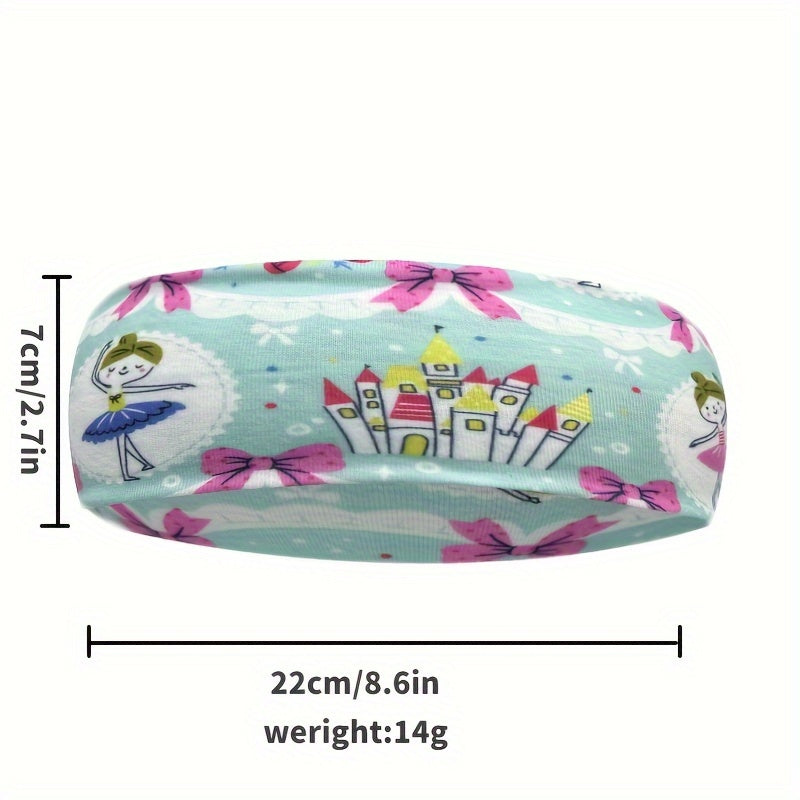 Cartoon Print Sports Sweatband Elastic Headband for Yoga Running