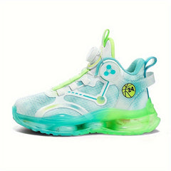 Boy's Rotating Buckle Basketball Shoes, Breathable and Non Slip